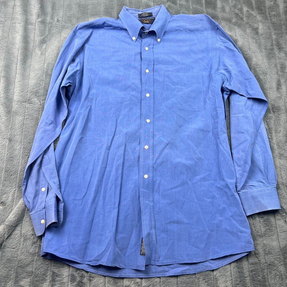 Jos A Bank Executive Collection Blue Cotton Button Down Shirt 16.5 x 35 Mens